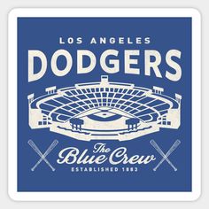 the los angeles dodgers baseball team is depicted in this blue and white poster with an old - fashioned stadium logo