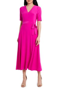 Chaus Lisa Tie Waist Dress | Nordstrom Scoop Neckline Dress, Dresses For Apple Shape, Brown Midi Dress, Fuschia Dress, Plum Dress, Midi Tank Dress, Fuchsia Dress, Long Sleeve Dress Formal, Head Ties