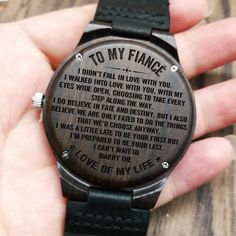 D2201 - To My Fiancee - I Didn't Fall In Love - Wooden Watch Valentine's Day Gift Watch With Round Dial, Valentine's Day Gift Watches, Wooden Watches For Men, Personalized Watches, Watch Engraving, Husband Anniversary, Dear Mom, Boyfriend Anniversary Gifts, Wooden Watch