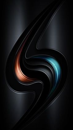 an abstract black and orange background with wavy lines in the center, on a dark surface