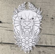 a sticker with an image of a tiger on it's face and eyes