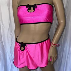 Two Piece Tube Top And Mini Skirt Set Is Made Of High-Quality Spandex Fabric. Chinese Frog Closure Detail On The Top And Skirt. Many Sizes And Colors Available. #Tubetop #Miniskirt#Hotpink #Raveset#Hotpink Pink Swim Skirt For Spring Party, Pink Party Swim Skirt For Spring, Trendy Stretch Pink Mini Skirt, Trendy Stretch Pink Skirt, Trendy Pink Stretch Mini Skirt, Pink Stretch Swim Skirt For Spring, Pink Club Skirt For Summer, Trendy Fitted Pink Skort, Pink Mini Skirt For Club In Summer