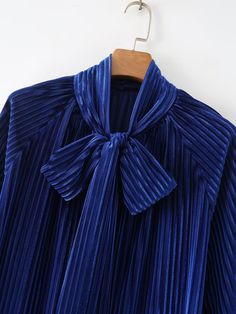 Shirt Women Clothing Autumn Niche Bowknot Ribbon Office Office Bishop Sleeves Top - Purplish blue,S Office Office, Sleeves Top, Tie Top, Blouse Styles, Shirt Women, Every Woman, Cloth Bags, Women Clothing, Types Of Sleeves