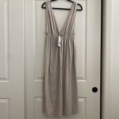 Nwt! The Color Is Tan With A Bit Of Grey Tint Beige Midi Dress For Summer Loungewear, Beige Summer Dress For Loungewear, Beige Dress For Spring Loungewear, Beige Spring Loungewear Dress, Spring Beige Midi Dress For Loungewear, Spring Beige Maxi Dress For Loungewear, Chic Sleeveless Sundress For Loungewear, Sleeveless Cotton Maxi Dress From Zara, Spring Sleeveless Midi Dress For Loungewear