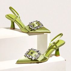 Green Embellished Slingback Satin Heels Pumps Shoes Mid Heel (6.7cm / 2.6inch) New To Poshmark? Sign Up With Code Styleyourself To Get $10 Off Your First Purchase. Shop My Closet For: Bohemian, Boho, Spring, Summer, Fall, Winter, Vacation, Cruise, Holiday, Photo-Shoot, Birthday, Occasion, Wedding, Fun, Casual, Party, Gift, Shopping, Girly, Trendy, Modest, Date Night, Chic, Classy, Classic, Elegant, Statement, Dressy, Fancy, Preppy, Feminine, Soft, Romantic, Bride, Lingerie, Sleepwear, Robe, Shoe Shoes Shein, Trendy High Heels, Black High Heel Boots, Mid Heel Shoes, Prom Heels, Party Heels, Satin Heels, Satin Pumps, Pumps Shoes