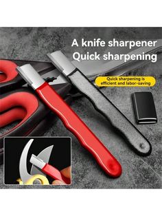 a knife sharpener and other tools are on the cover of a book with an advert