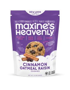 the back side of a bag of cookies with cinnamon and oatmeal raisins