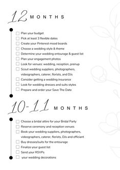 the wedding checklist is shown in black and white, with an image of flowers on it