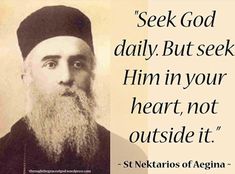 an old photo with a quote on it that says seek god daily but seek him in your heart, not outside it