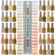 **ITEMS MAY BE SUBJECTED TO BE ON BACKORDER, OR REPLACE WITH OTHER COLORS** SWATCH DISPLAY ON BACKORDER Matching Color With the new formula, Daisy Gel Nail Polish system needs only Gel Color and Topcoat, eliminating the use of Base Coat and Bond. There are 2 options available when purchasing the DND Diva Gel & Polish Swatch Collection. You will have the option to purchase the Full swatch collection that will include all 36 Colors (#037 - #072) or you can purchase the 30 colors which will be hand Swatch Display, Dnd Gel Polish, Gel Polish Colors, Color Swatch, Color Samples, Gel Color, Base Coat, Gel Nail, Gel Nail Polish