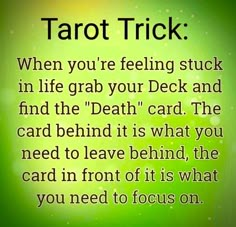 a green background with the words tarot trick