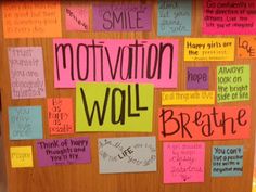 a bulletin board with words written on it that say motivational and positive things to do