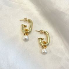 Hoop pearl dangle 14k gold filled Gold Filled, Gold