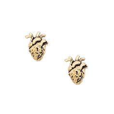 Anatomical 3D human heart stud earrings with black enamel detail. Butterfly backings. Heart Earring, Anatomical Heart, Human Heart, Earring Gold, Heart Stud Earrings, Heart Studs, Heart Earrings Studs, Black Enamel, Heart Earrings