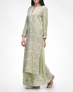 Get regal and festive with this exquisite, heavy all over hand embroidered tunic kurta and Suit Set! When it is time to celebrate, this dress is a must!! All over delicate, exquisite Hand Embroidery called Chikankari Mirrorwork and embroidery on Palazzo and Scarf Dupatta Made to Order, tailored dress Can purchase the whole set or just the Kurta Dress Whole set includes the Kurta, the Palazzo and the Scarf Dupatta Available in may colors Fully customizable Average length of kurta : 47 Length of p Luxury Chikankari Embroidery Maxi Length Dupatta, Semi-stitched Chikankari Kurta For Reception, Festive Chinon Kurta With Intricate Embroidery, Long Sleeve Embroidered Dress With Zari Work For Reception, Elegant Straight Kurta Embroidered Fabric For Festivals, Traditional Floor-length Dress With Chikankari Embroidery, Eid Kurta With Intricate Embroidery In Chinon, Eid Chinon Kurta With Intricate Embroidery, Semi-stitched Long Sleeve Embroidered Dress For Reception