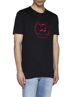 100% Cotton Luxury Designer Logo T-shirt With Short Sleeves, Luxury Short Sleeve T-shirt With Designer Logo, Luxury Short Sleeve T-shirt With Embroidered Logo, Luxury Logo Crew Neck Top, Luxury Logo Print Crew Neck Top, Luxury Crew Neck Top With Logo Print, Luxury Cotton Tops With Logo, Luxury Short Sleeve Top With Designer Logo, Luxury Short Sleeve Tops With Logo Print