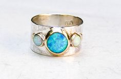 Opal, Opal Ring, October Birthstone, Blue Opal Ring, Statement, Cocktail Ring,Statement Ring, white 1st Day Of Summer, Opal Ring Silver, Dome Rings, Opal Nose Ring, Opal Solitaire Ring, Rings Inspiration, Blue Opal Ring, Rings Blue, Silver Opal Ring