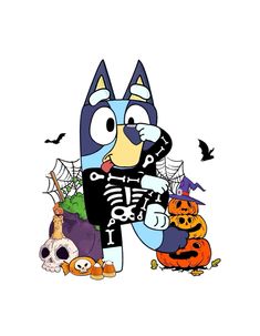 an image of a cartoon cat with halloween decorations