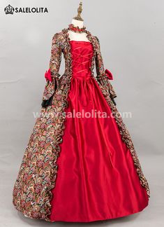 Renaissance Wine Red Floral Patterns Cotton Victorian Ball Gown for Women Fantasy Queen Masquerade Dress Theater Costume     Condition: Brand New   Color:  Antique Wine Red Floral Patterns / Blue / Wine Red    Material: This Renaissance Women Victorian Gown is made of  High Quality Cotton, soft and comfortable to wear   Sleeve Length: Full Sleeve   Dresses Length:Floor-Length   Neckline:  Square Collar   Decoration: Ruffles + Bow   Style: This dress is perfect for c Red Ball Gown For Costume Party, Red Floor-length Gown For Costume Party, Red Floor-length Gown For Costume Occasions, Red Floor-length Gown For Costume, Red Floor-length Costume Gown, Red Fitted Gown For Costume, Fitted Red Gown For Costume, Red Gown For Fancy Dress Occasions, Elegant Red Ball Gown For Costume Party