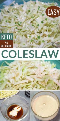 coleslaw recipe with three pictures showing how to make it