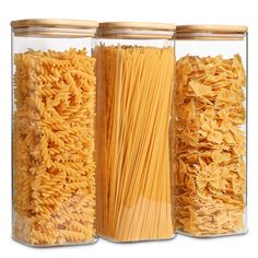 PRICES MAY VARY. [Safe to Use] The airtight canisters set is made of food-grade high borosilicate glass, lead-free, non-toxic. The sealing loop of the top is made of harmless silicone material. [Tall and Large for Food Storage] The 11” tall food storage jar with lid is perfect to store spaghetti, pasta, noodles, flour, cereal, tea, coffee, beans, rice etc. Store goodies for foodies and keep your kitchen organized. [Airtight Storage Jar] Each Spaghetti jar is well sealed with all-round silicone s Pasta Storage, Organiser Cucina, Pantry Jars, Pantry Containers, Pantry Storage Containers, Food Canisters, Glass Storage Containers, Airtight Storage, Kitchen Pantry Storage