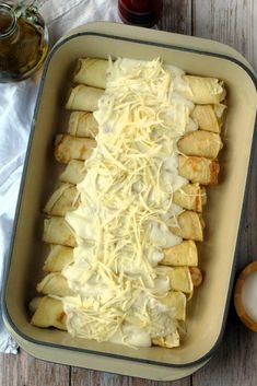 a casserole dish with cheese on top