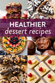 healthy desserts with text overlay that reads healthier dessert recipes