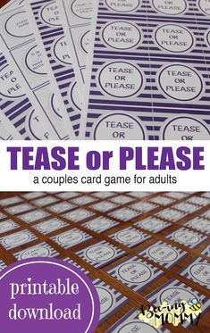 printable tea or please game for adults with purple and white stripes on the front