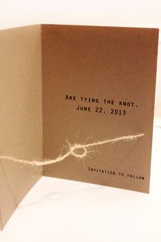 a card with the words are tying the knot