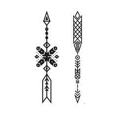 three arrows with different designs on them, one is black and the other is white