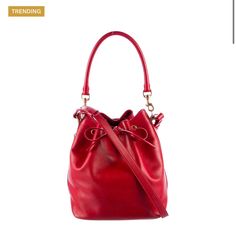 Bought From The Real Real And Decided It’s Not My Style - Never Used It And In Same Condition As Pictured! Open To Reasonable Offers Hard To Find The Red Version Of The Emmanuelle Red Luxury Bucket Bag With Detachable Handle, Luxury Red Bucket Bag With Detachable Handle, Luxury Red Top Handle Bucket Bag, Luxury Red Bucket Bag For Travel, Red Top Handle Bucket Bag With Detachable Handle, Red Bucket Bag With Detachable Handle, Red Bucket Bag With Detachable Top Handle, Luxury Red Bucket Bag With Detachable Strap, Red Top Handle Bucket Bag For Evening