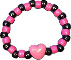 Trendy Black Heart Beaded Bracelets, Trendy Black Heart-shaped Beaded Bracelets, Casual Black Beaded Bracelets For Valentine's Day, Edgy Adjustable Pink Jewelry, Adjustable Edgy Pink Jewelry, Trendy Black Plastic Bracelets, Pink Plastic Rave Bracelets, Adjustable Pink Rave Bracelets, Rapid City