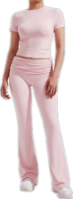 All-Day Comfort Lounge Set-Set-SUUKSESS-Pink-XS-SUUKSESS Pink M, Spring Gifts, Workout Sets, Ribbed Bodysuit, Flare Leggings, Seamless Leggings, Lounge Set, Lounge Sets, Set Dress