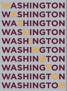 washington, washington and washington poster with the words washington written in different colors on it