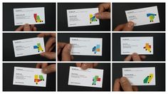 many different images of business cards being held by hands