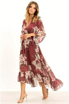 Floral Print Kimono Midi Wrap Dress in Rose Pink Colour 100% Polyester Machine wash At 30 Interesting Style, Pink Floral Print Dress, Kimono Floral, Mode Kimono, Floral Print Kimono, Dress Colour, Midi Wrap Dress, Soft Autumn, Kimono Sleeves