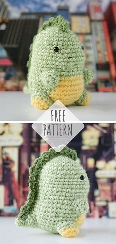 crocheted stuffed animal made to look like an elephant, with the words free pattern below it