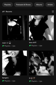 the screenshots are showing different styles of people in black and white, with green accents