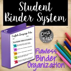 the student binder system is organized and ready for students to use it in their classroom