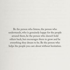 an open book with the words be the person who listens, the person who understands, who is generous for the people around them