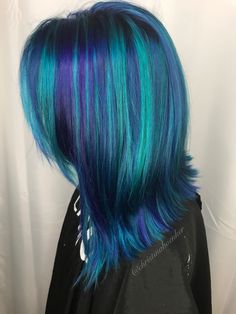 Pulp Riot Color: Nightfall, Aquatic, Velvet Emo Hair Dye Ideas, Brown And Blue Hair, Unique Hair Color, Electric Blue Hair, Club Party Dress, Galaxy Hair, Pulp Riot, Dyed Hair Inspiration, Pretty Hair Color