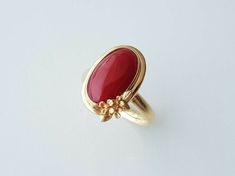 Red Coral Ring Design Women, Kundan Jwellary, Coral Rings For Women, Coral Ring Designs For Women, Sapphire Ring Designs, Coral Stone Ring, Coral Rings, Engagement Ring Ruby, Latest Gold Ring Designs