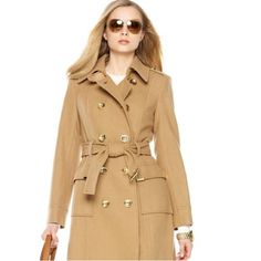 Like New Michael Kors Camel, Double-Breasted, Belted Coat Wool Blend Gold Hardware Size Medium Has Pockets Worn Once Or Twice No Call Outs . Gold Outerwear With Double Button Closure For Work, Gold Double-breasted Outerwear For Office, Chic Camel Outerwear For Work, Gold Double-breasted Outerwear For Fall, Gold Outerwear For Work In Spring, Chic Gold Double-breasted Outerwear, Elegant Camel Outerwear For Spring, Elegant Camel Outerwear For Office, Gold Outerwear For Business In Fall