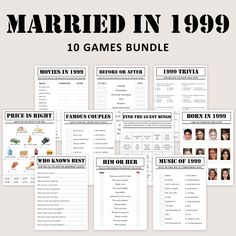 married in 1909 games bundle with pictures and text