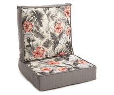 an outdoor chair cushion with flowers on it