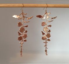 I have made this stunning pair of earrings using the most beautiful soft Italian rose gold leather. They are so incredibly lightweight, you will forget that you are even wearing earrings. They are intricately cut to give the appearance of a delicate hanging flower. They measure 3.5 inches in length and the earring hooks are gold plated. Electroformed Rose Gold Dangle Earrings, Angel Wing Earrings, Leather Flower, Hanging Flower, Earrings Rose Gold, Leather Flowers, Wing Earrings, Lightweight Earrings, Earring Hooks