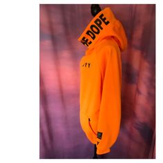 Cool Unique Hoodie Fun To Wear! Cotton Polyester Sporty Orange Sweatshirt With Ribbed Cuffs, Trendy Orange Hoodie For Winter, Trendy Orange Winter Hoodie, Sporty Orange Outerwear For Streetwear, Orange Hooded Hoodie With Letter Print, Orange Letter Print Hoodie For Streetwear, Orange Hooded Sweatshirt With Letter Print, Orange Winter Sweatshirt With Ribbed Cuffs, Orange Drawstring Hood Top For Fall