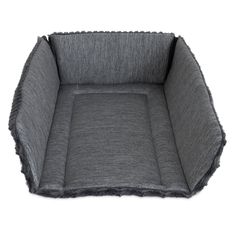 a gray dog bed that is made out of fabric