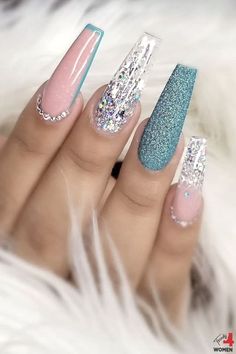 Glitter Nails Acrylic, Sassy Nails, Bling Acrylic Nails, Pink Nail, Coffin Nails Designs, Classy Nails