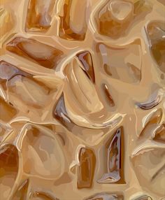 an abstract painting of rocks and sand in shades of brown, beige and tan colors